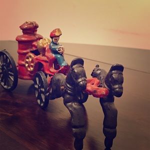 Cast iron horse drawn fire wagon